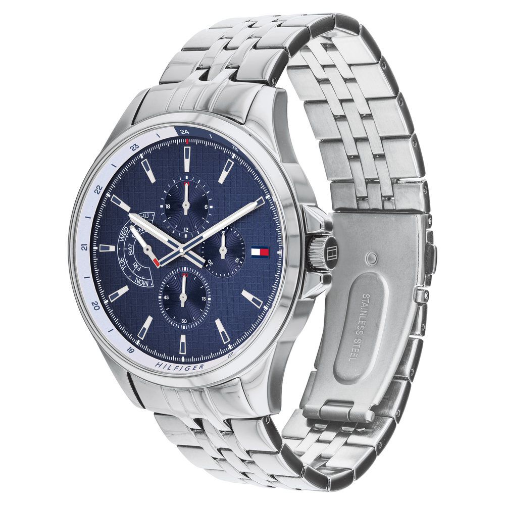 Tommy Hilfiger Quartz Multifunction Blue Dial Stainless Steel Strap Watch for Men-NCTH1791612W
