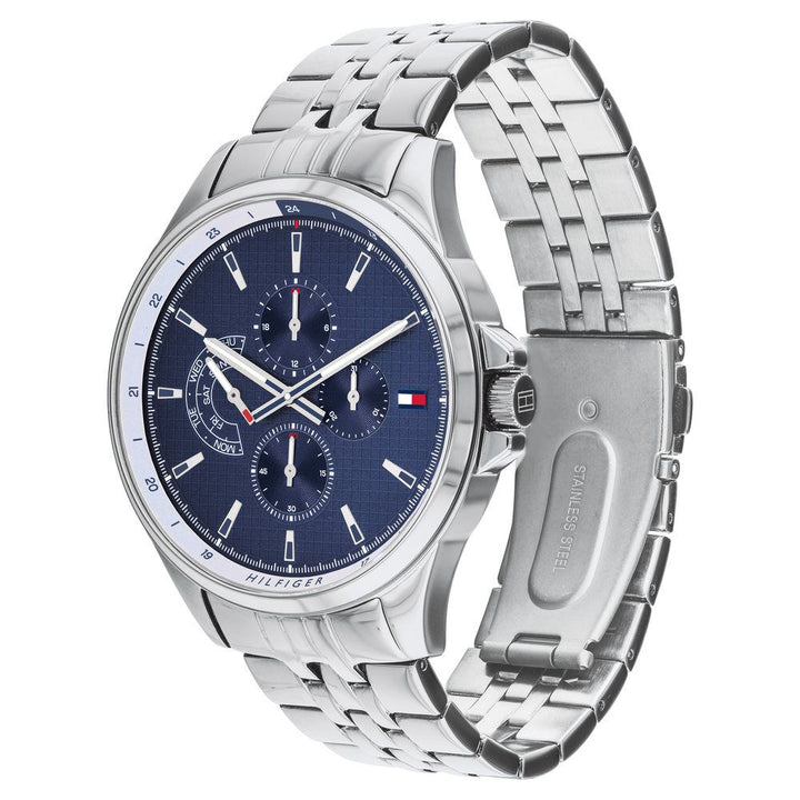Tommy Hilfiger Quartz Multifunction Blue Dial Stainless Steel Strap Watch for Men-NCTH1791612W