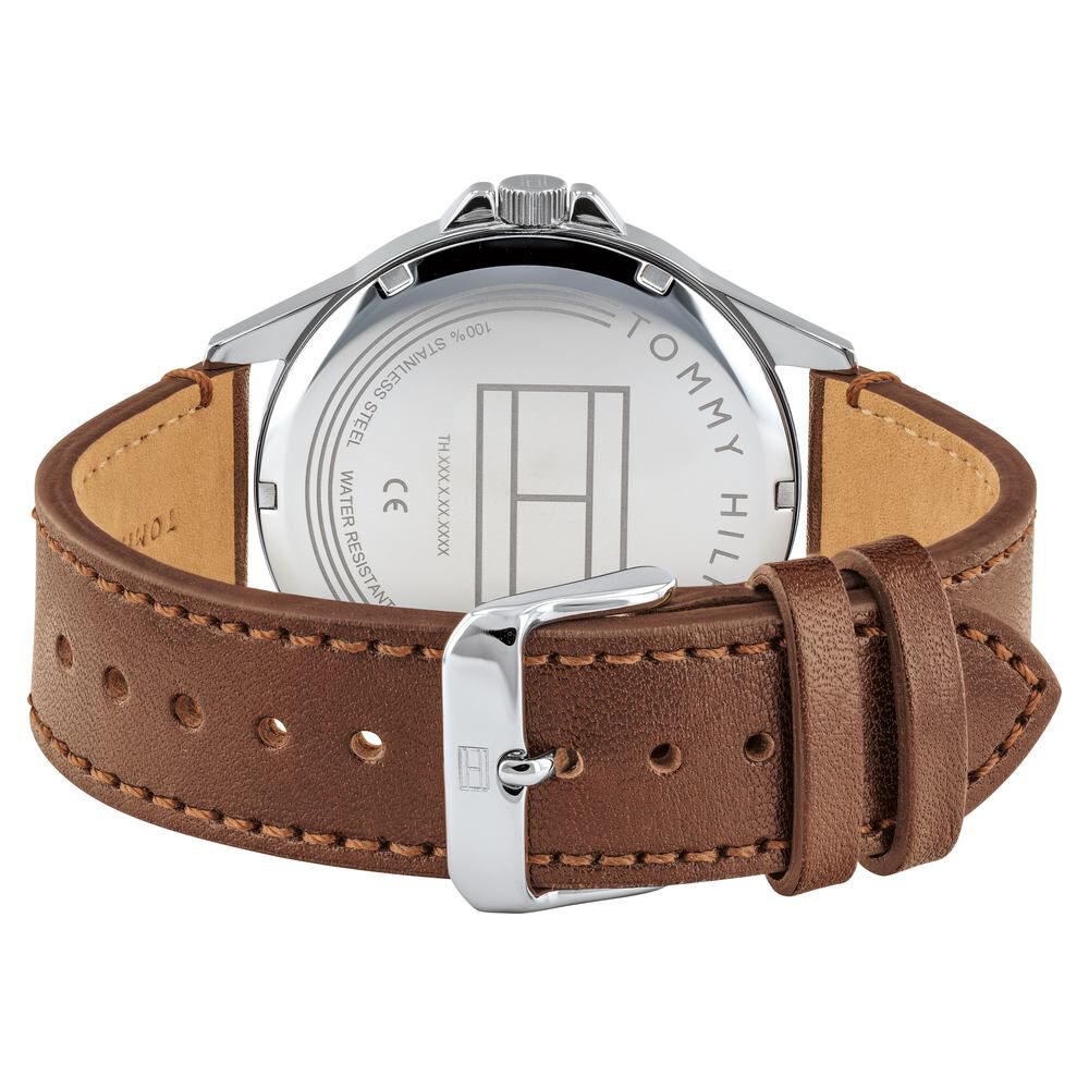 Tommy Hilfiger Quartz Multifunction White Dial Leather Strap Watch for Men-NCTH1791614W