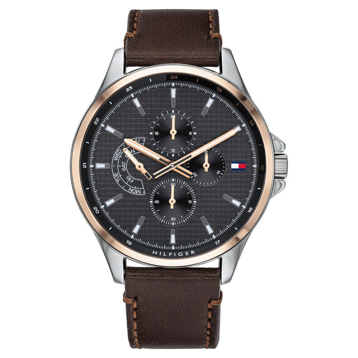 Tommy Hilfiger Quartz Multifunction Grey Dial Leather Strap Watch for Men-NCTH1791615W