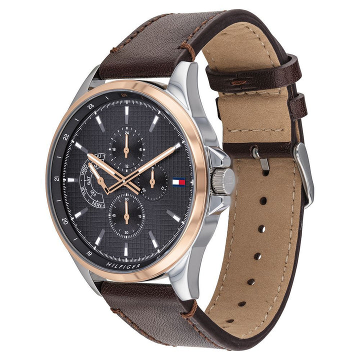 Tommy Hilfiger Quartz Multifunction Grey Dial Leather Strap Watch for Men-NCTH1791615W