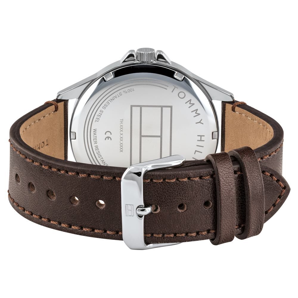 Tommy Hilfiger Quartz Multifunction Grey Dial Leather Strap Watch for Men-NCTH1791615W
