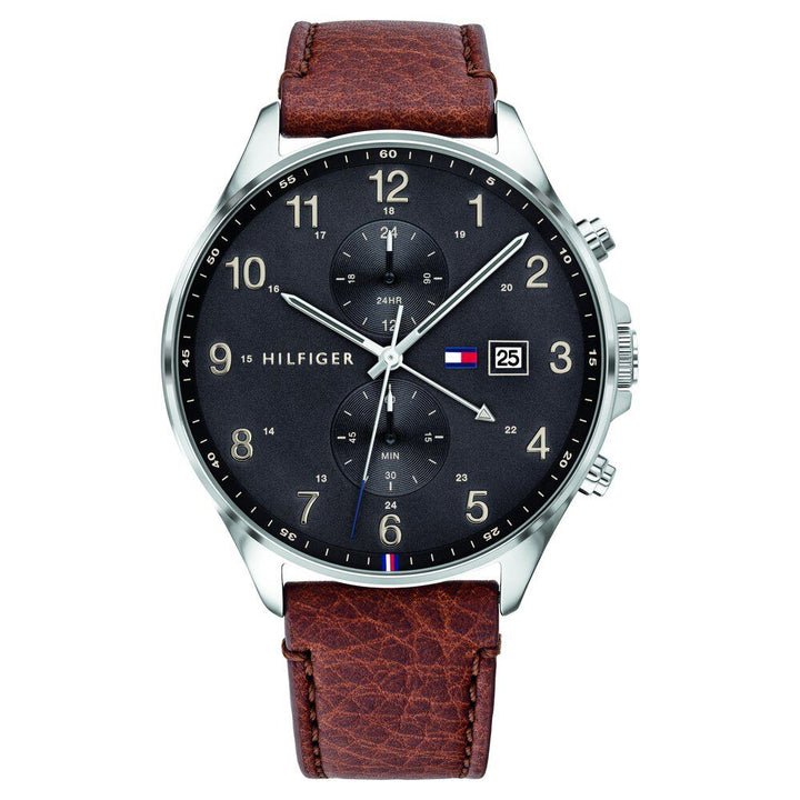 Tommy Hilfiger Quartz Multifunction Grey Dial Leather Strap Watch for Men-NCTH1791710W