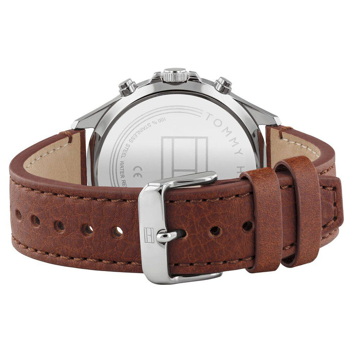 Tommy Hilfiger Quartz Multifunction Grey Dial Leather Strap Watch for Men-NCTH1791710W