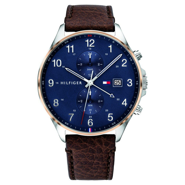Tommy Hilfiger Quartz Multifunction Blue Dial Leather Strap Watch for Men-NETH1791712W