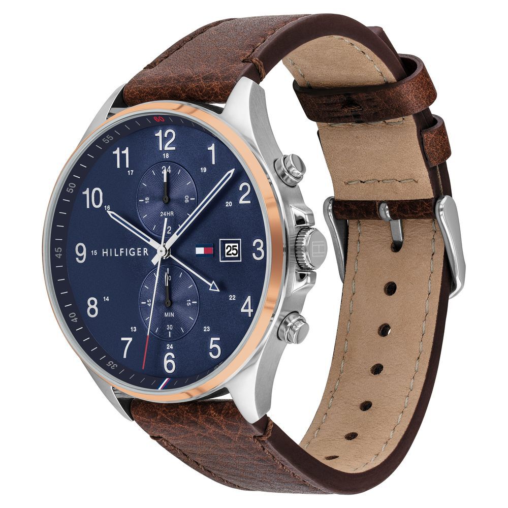 Tommy Hilfiger Quartz Multifunction Blue Dial Leather Strap Watch for Men-NETH1791712W