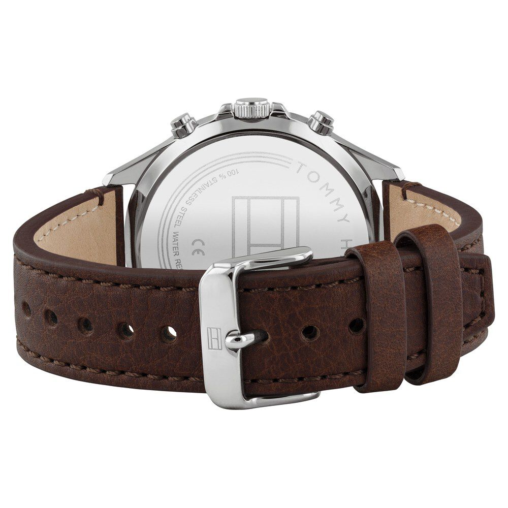 Tommy Hilfiger Quartz Multifunction Blue Dial Leather Strap Watch for Men-NETH1791712W