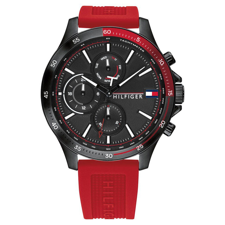 Tommy Hilfiger Quartz Multifunction Black Dial Silicone Strap Watch for Men-NTTH1791722