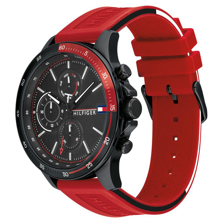 Tommy Hilfiger Quartz Multifunction Black Dial Silicone Strap Watch for Men-NTTH1791722