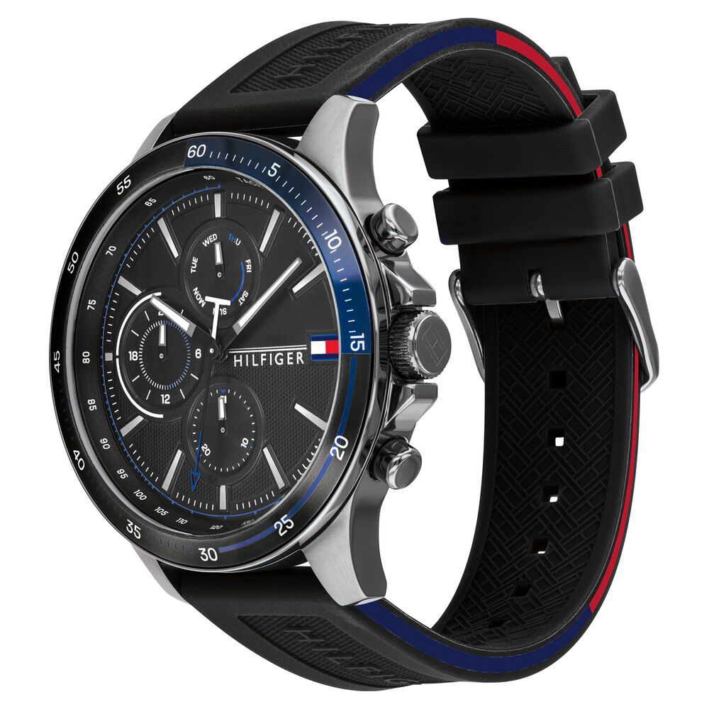 Tommy Hilfiger Quartz Multifunction Black Dial Silicone Strap Watch for Men-NCTH1791724W