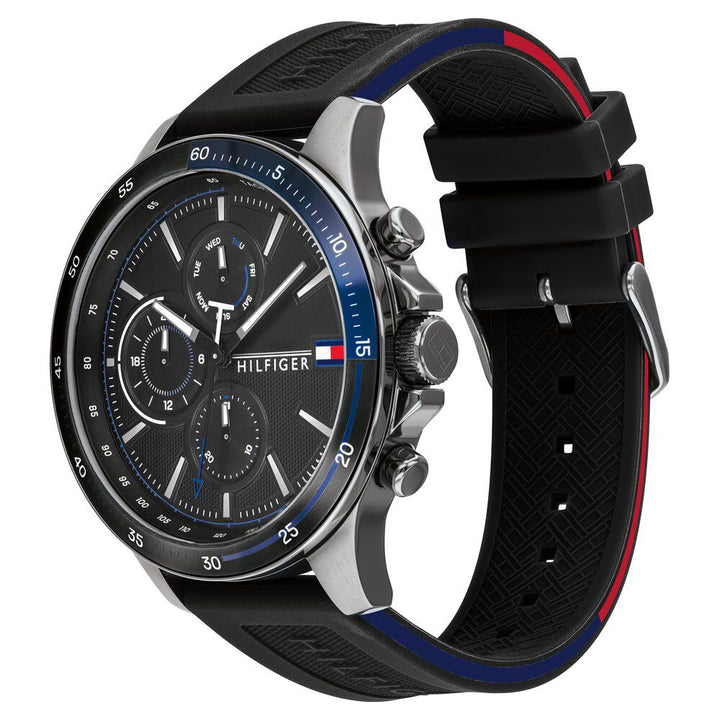 Tommy Hilfiger Quartz Multifunction Black Dial Silicone Strap Watch for Men-NCTH1791724W