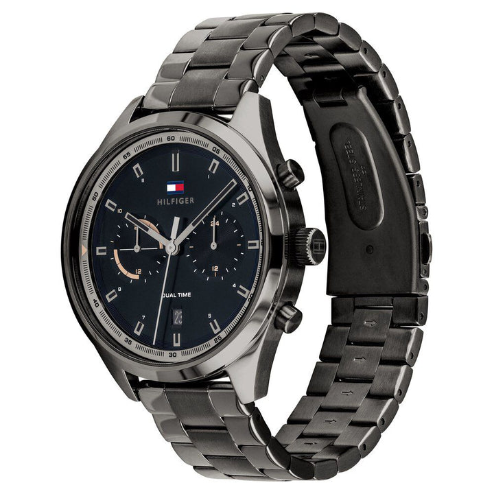Tommy Hilfiger Quartz Multifunction Black Dial Stainless Steel Strap Watch for Men-NTTH1791727