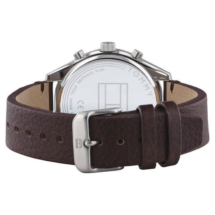 Tommy Hilfiger Quartz Multifunction Grey Dial Leather Strap Watch For Men