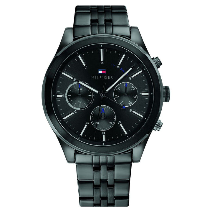 Tommy Hilfiger Quartz Multifunction Black Dial Stainless Steel Strap Watch for Men-NCTH1791738W
