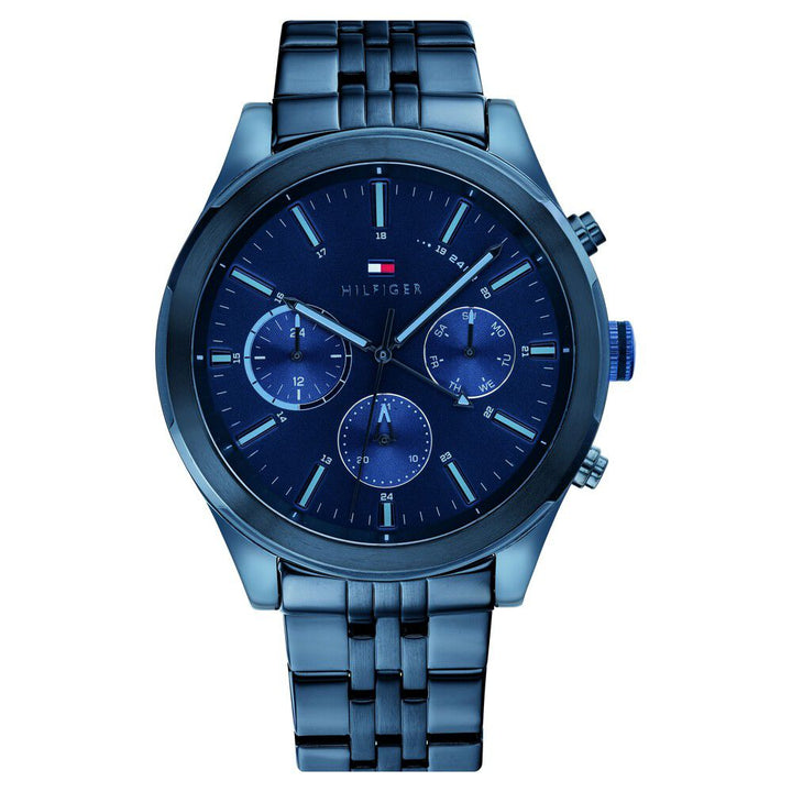 Tommy Hilfiger Quartz Multifunction Blue Dial Stainless Steel Strap Watch for Men-NCTH1791739W
