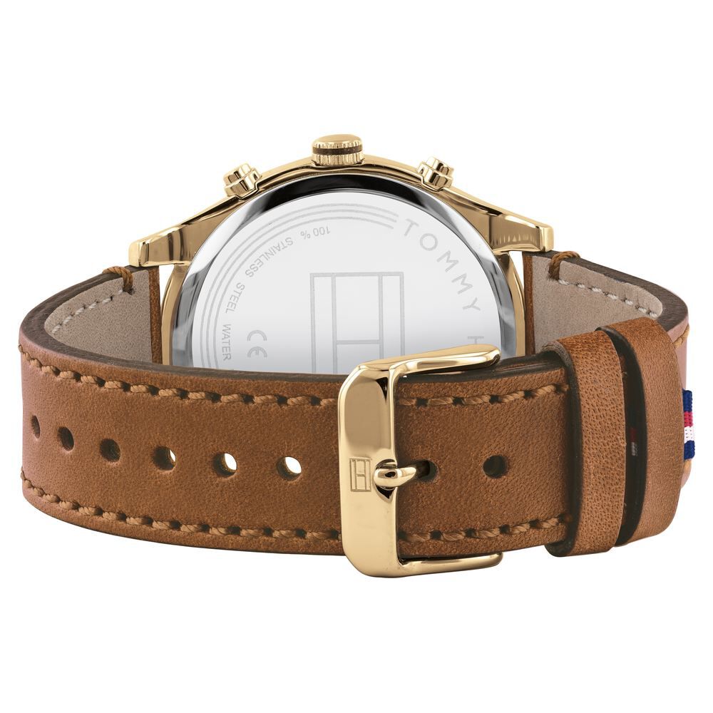 Tommy Hilfiger Quartz Multifunction Silver Dial Leather Strap Watch for Men-NCTH1791742W