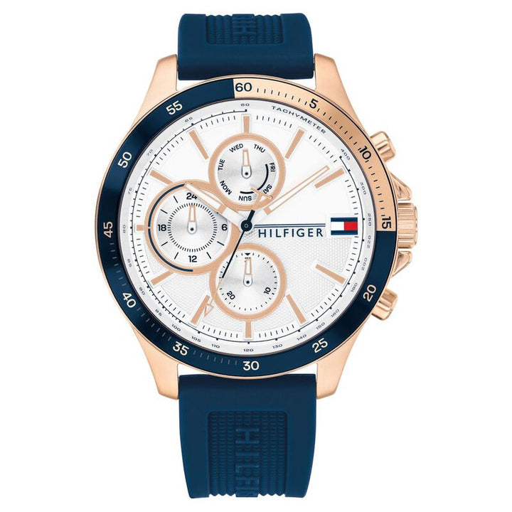 Tommy Hilfiger Quartz Multifunction White Dial Silicone Strap Watch For Men