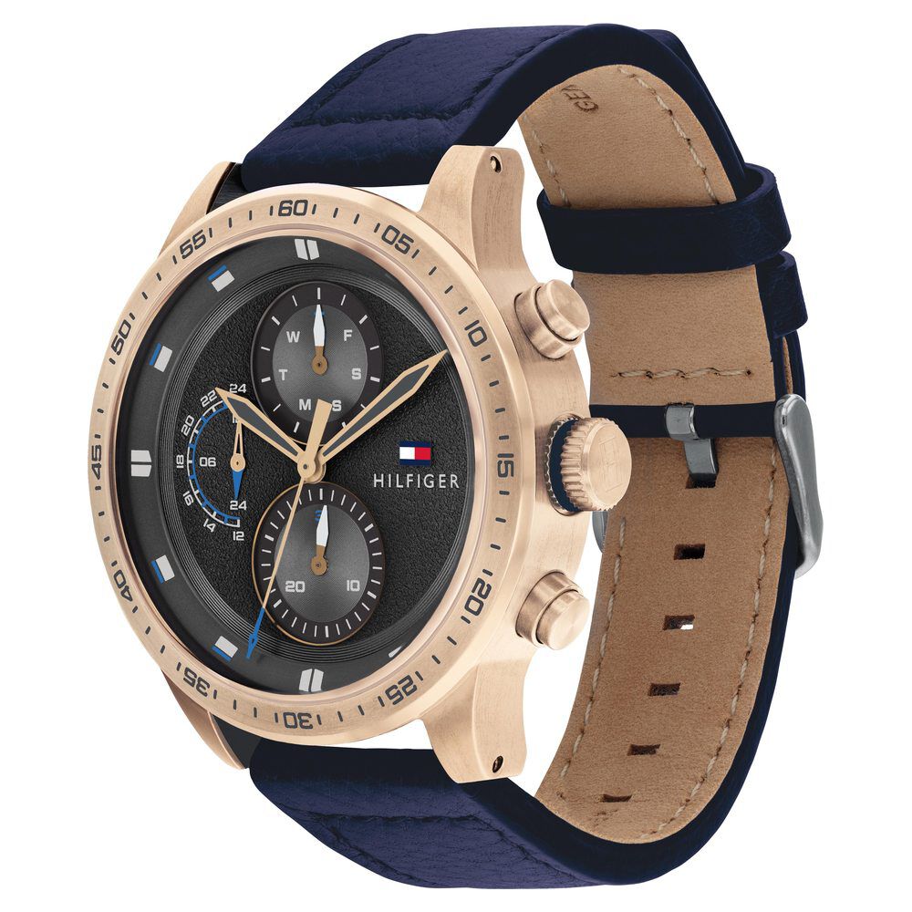 Tommy Hilfiger Quartz Multifunction Grey Dial Leather Strap Watch for Men-NCTH1791808W