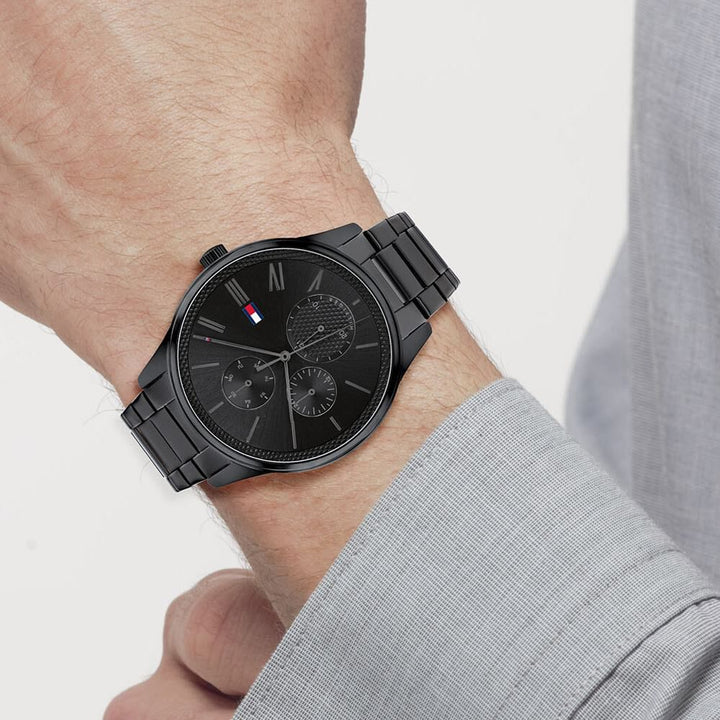 Tommy Hilfiger Quartz Multifunction Black Dial Stainless Steel Strap Watch for Men NETH1791849