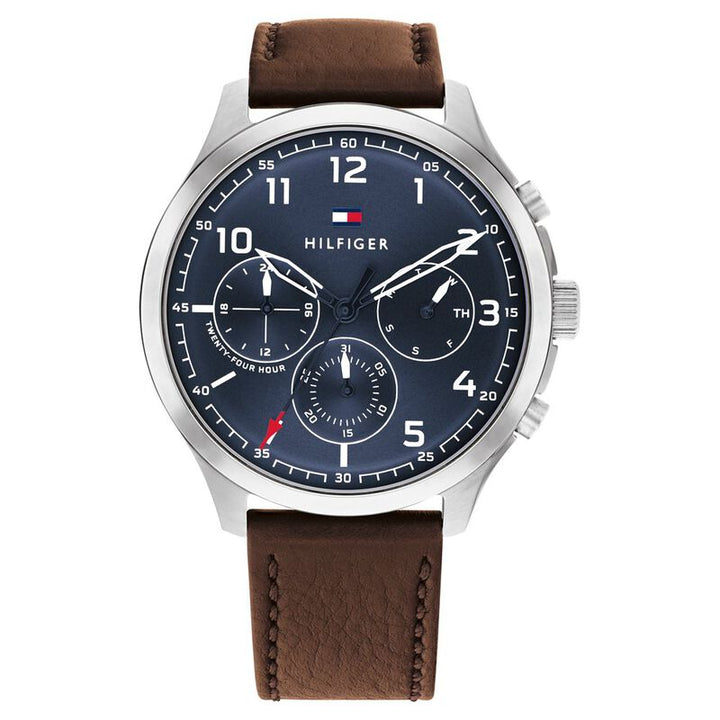 Tommy Hilfiger Quartz Multifunction Blue Dial Leather Strap Watch For Men