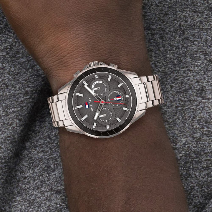 Tommy Hilfiger Quartz Multifunction Grey Dial Stainless Steel Strap Watch For Men