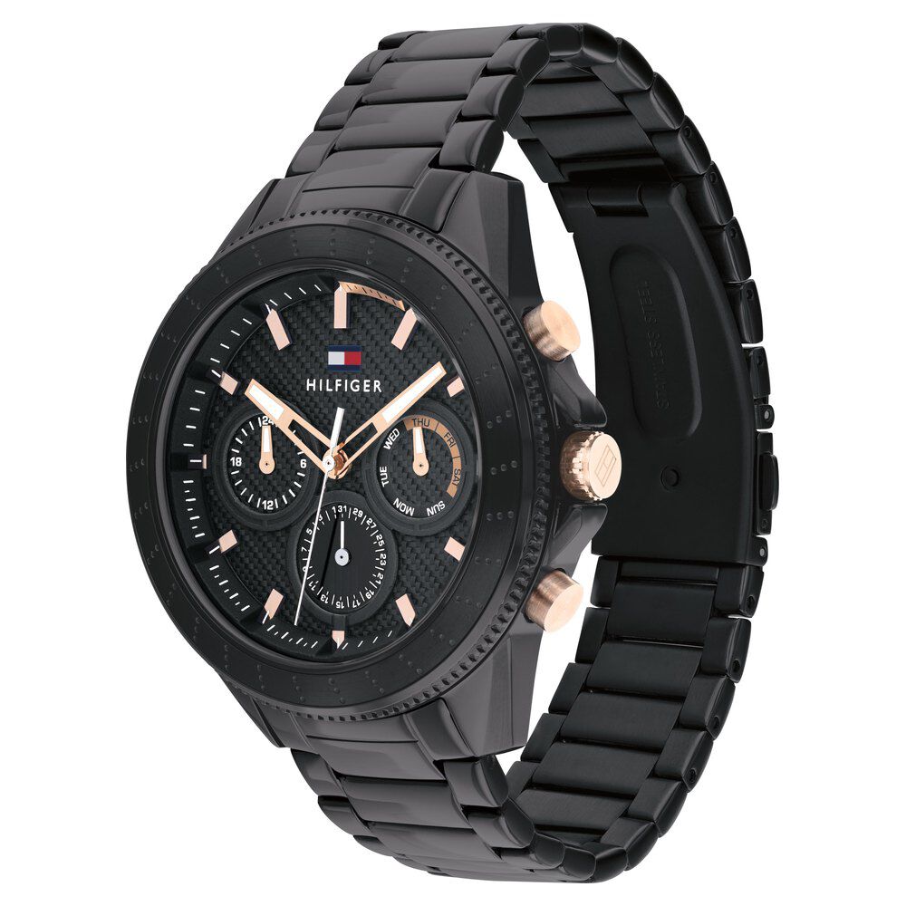 Tommy Hilfiger Quartz Multifunction Black Dial Stainless Steel Strap Watch for Men NETH1791858