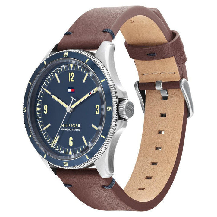 Tommy Hilfiger Quartz Analog Blue Dial Leather Strap Watch for Men
