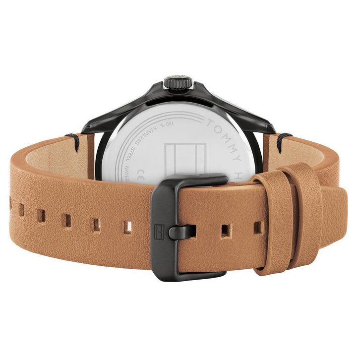 Tommy Hilfiger Quartz Analog Black Dial Leather Strap Watch For Men