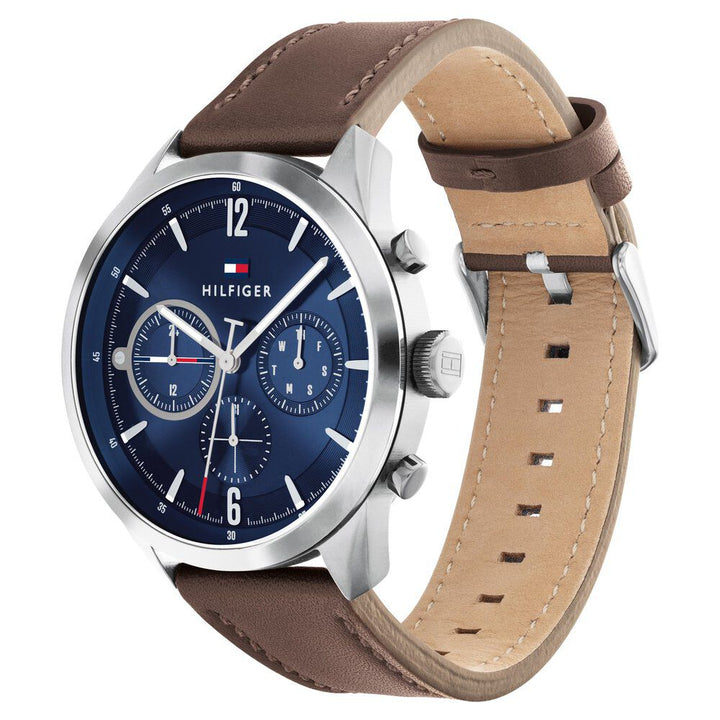 Tommy Hilfiger Blue Dial Leather Strap Watch for Men-NTTH1791940