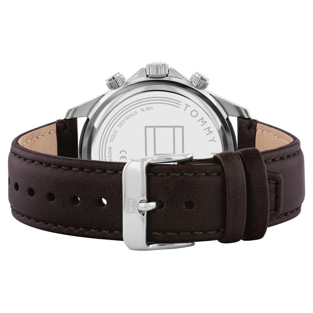 Tommy Hilfiger Quartz Multifunction Green Dial Leather Strap Watch for Men-TH1792017W