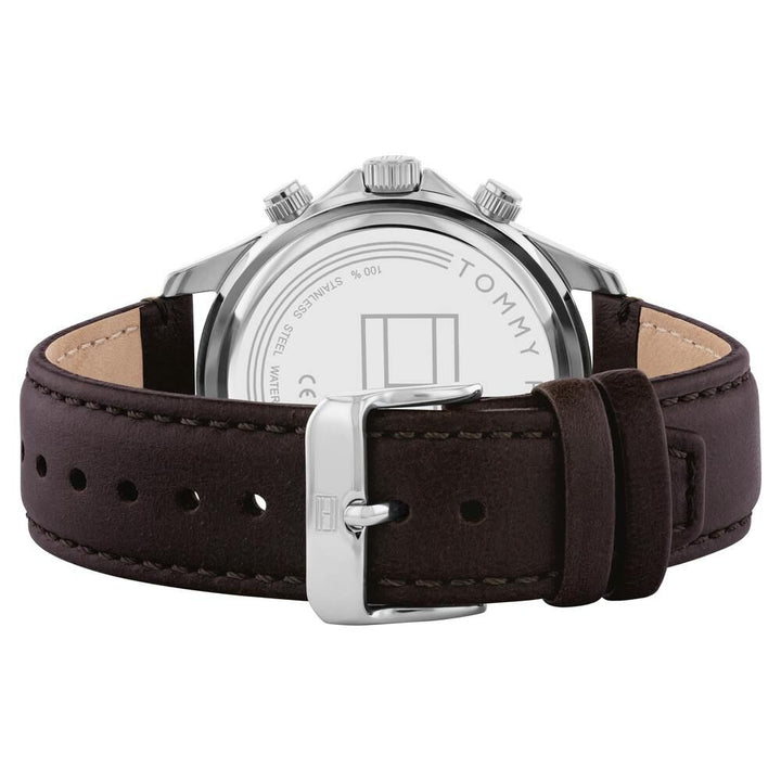 Tommy Hilfiger Quartz Multifunction Green Dial Leather Strap Watch for Men-TH1792017W