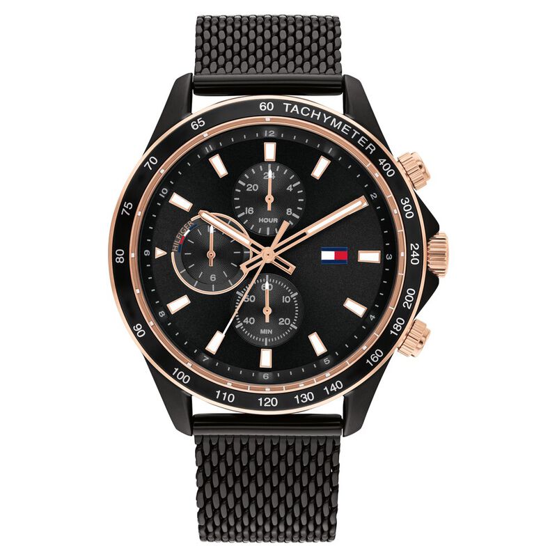 Tommy Hilfiger Quartz Multifunction Black Dial Stainless Steel Strap W ...