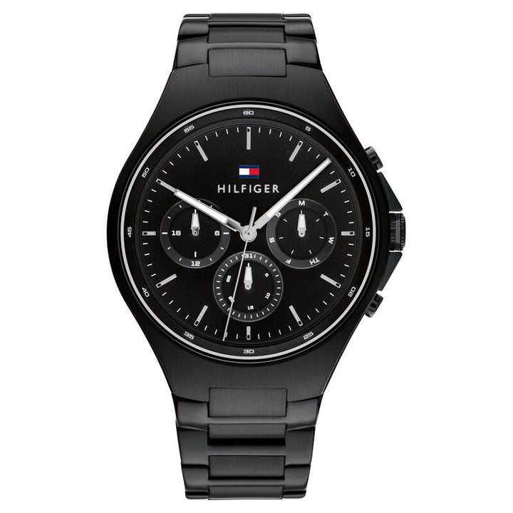 Tommy Hilfiger Black Dial Black Colour Stainless Steel Strap Watch For Men