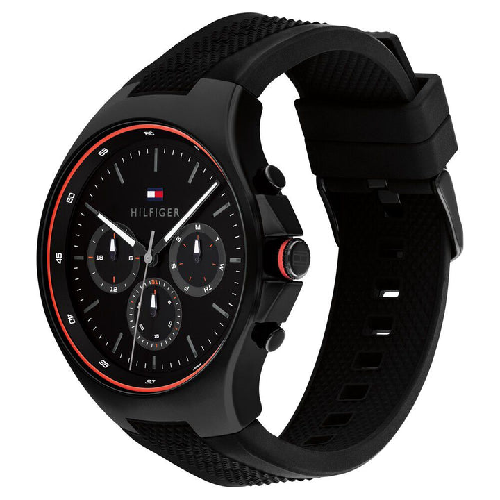 Tommy Hilfiger Black Dial Black Colour Silicone Strap Watch for Men-NTTH1792056