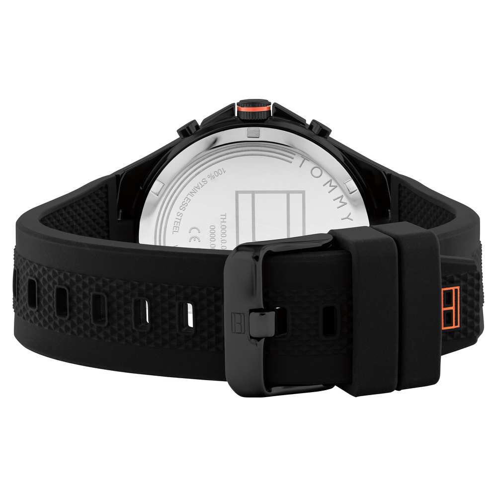 Tommy Hilfiger Black Dial Black Colour Silicone Strap Watch for Men-NTTH1792056