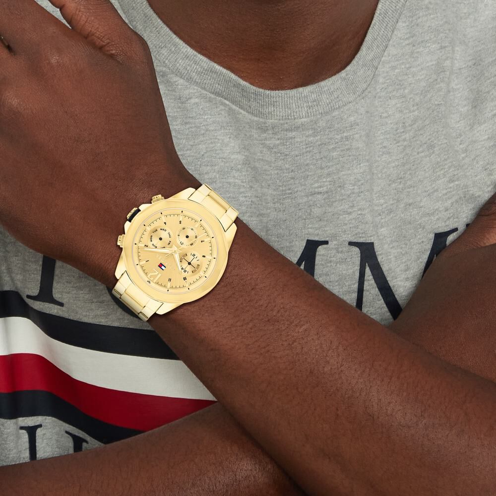 Tommy Hilfiger Gold Dial Golden Stainless Steel Strap Watch for Men TH1792060