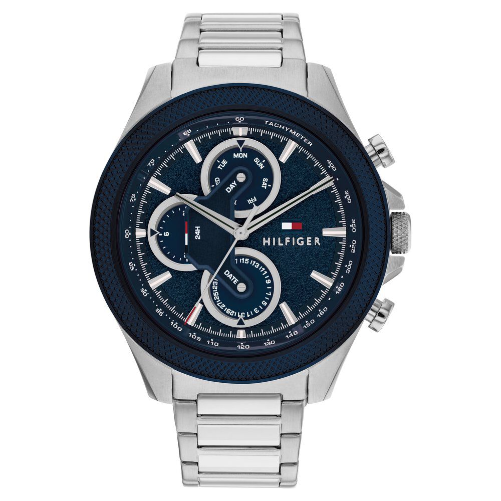 Tommy Hilfiger Quartz Multifunction Blue Dial Stainless Steel Strap Watch for Men-TH1792080