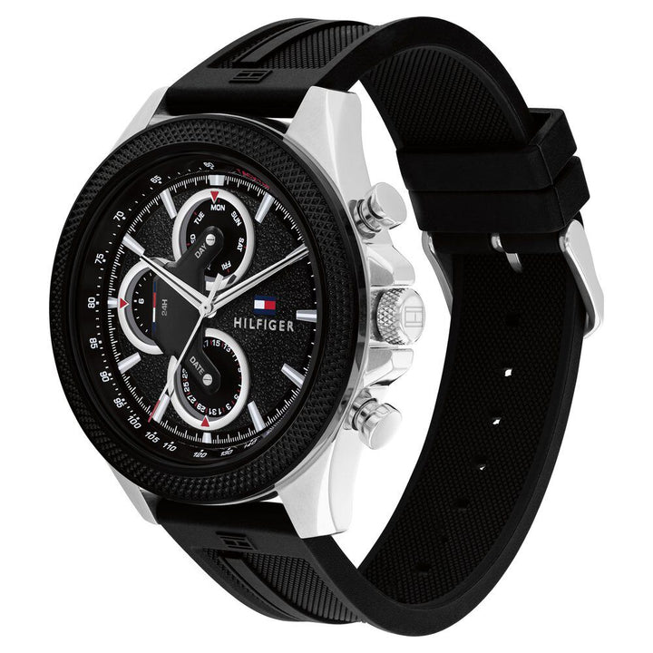 Tommy Hilfiger Quartz Multifunction Black dial Silicone Strap Watch for Men-NTTH1792082