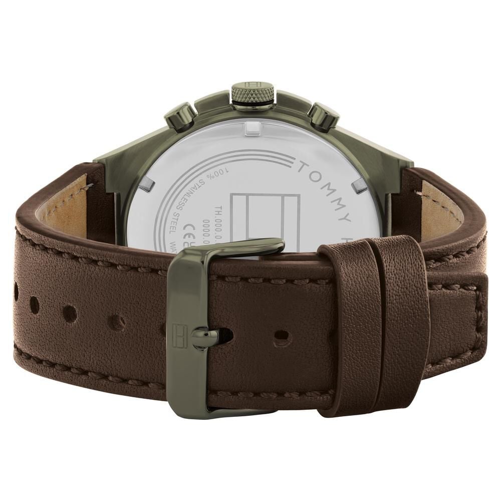 Tommy Hilfiger Quartz Multifunction Green dial Leather Strap Watch for Men