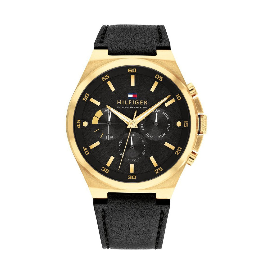 Tommy Hilfiger Multifunction Black Dial Leather Strap Watch for Men-NT ...