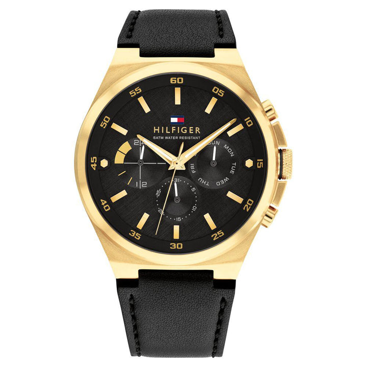 Tommy Hilfiger Multifunction Black dial Leather Strap Watch for Men-NTTH1792086