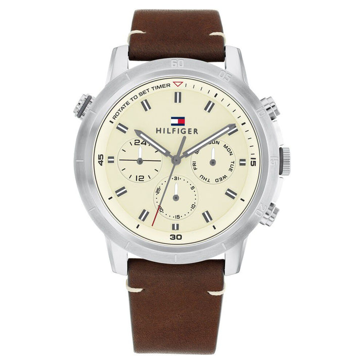 Tommy Hilfiger Quartz Multifunction Yellow Leather Strap for Men TH1792102