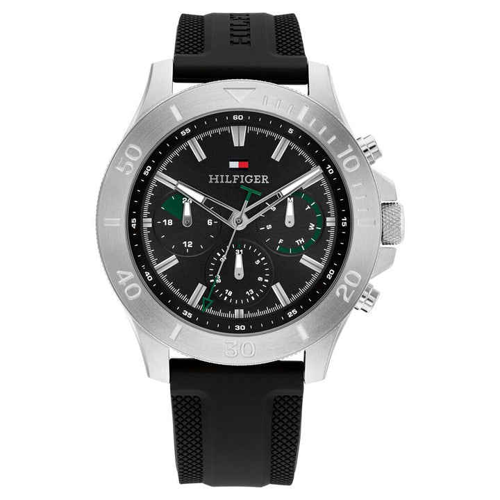 Tommy Hilfiger Quartz Multifunction Black Dial Black Silicone Strap Watch for Men-NTTH1792111