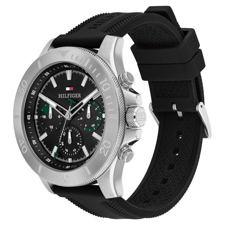 Tommy Hilfiger Quartz Multifunction Black Dial Black Silicone Strap Watch for Men-NTTH1792111