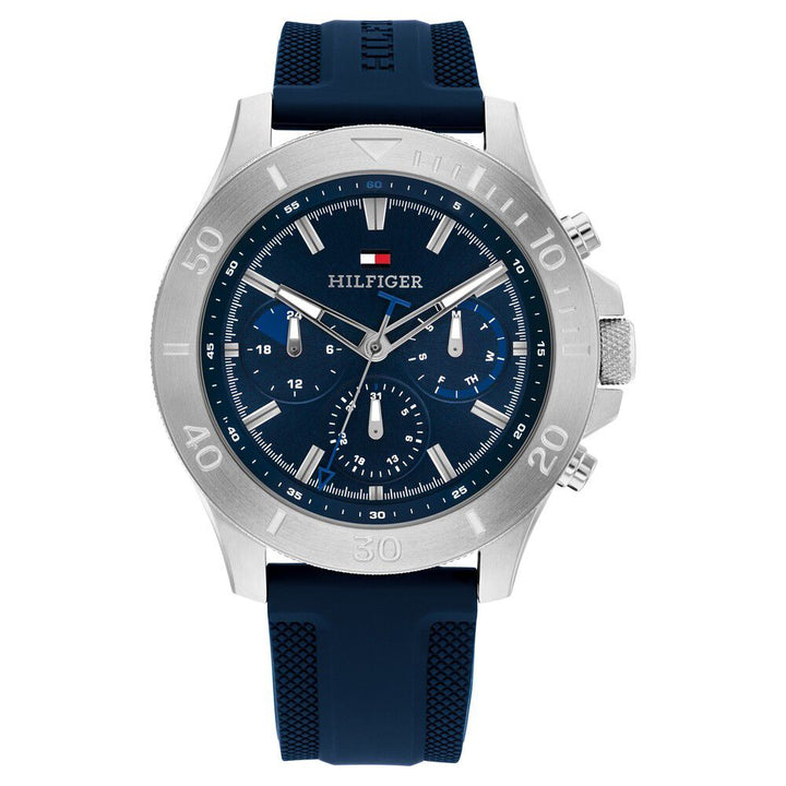 Tommy Hilfiger Quartz Multifunction Blue Dial Blue Silicone Strap Watch for Men-TH1792112W