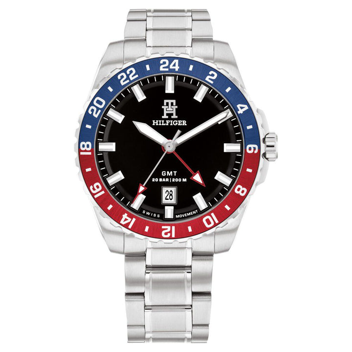 Tommy Hilfiger Analog with Date Black Dial Silver Color Stainless Steel Strap Watch For Men-TH1792131W
