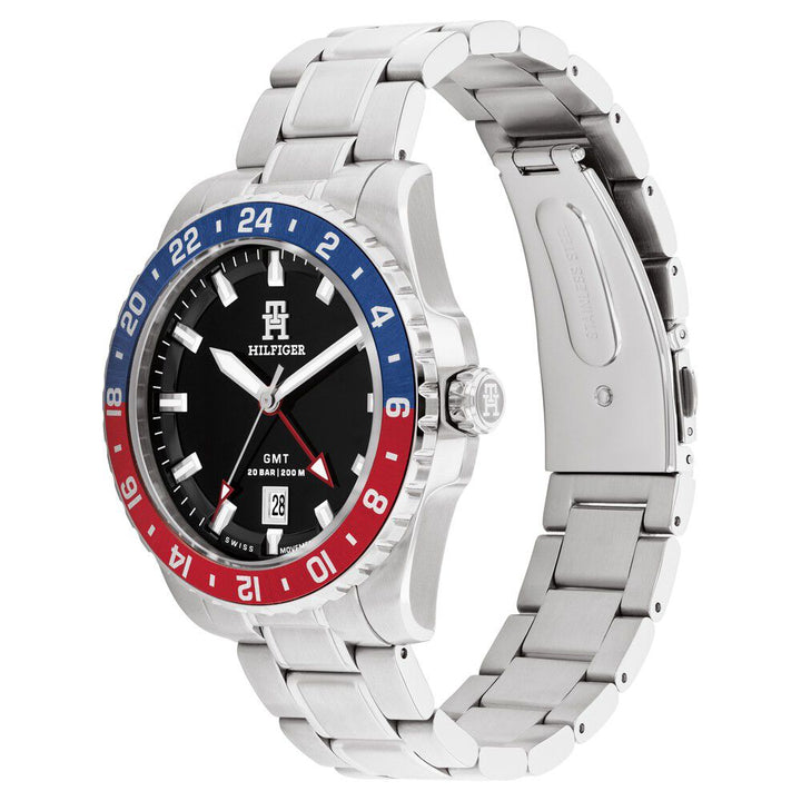 Tommy Hilfiger Analog with Date Black Dial Silver Color Stainless Steel Strap Watch For Men-TH1792131W