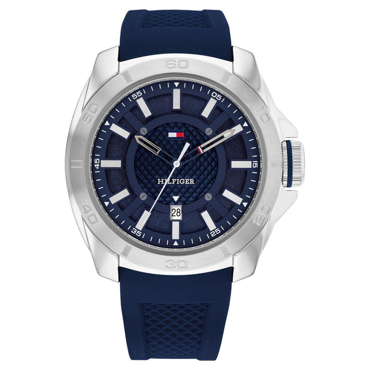Tommy Hilfiger Quartz Analog with Date Blue Dial Blue Silicone Strap Watch for Men TH1792134