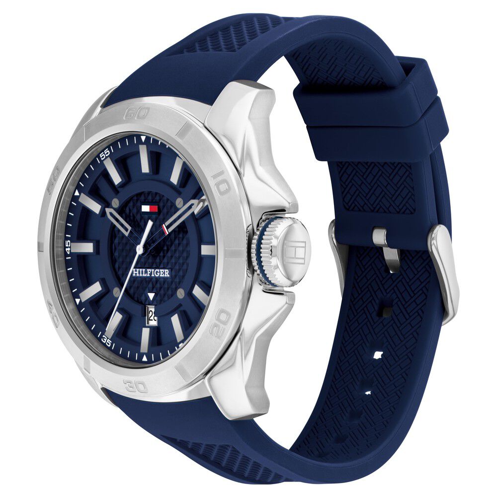 Tommy Hilfiger Quartz Analog with Date Blue Dial Blue Silicone Strap Watch for Men TH1792134