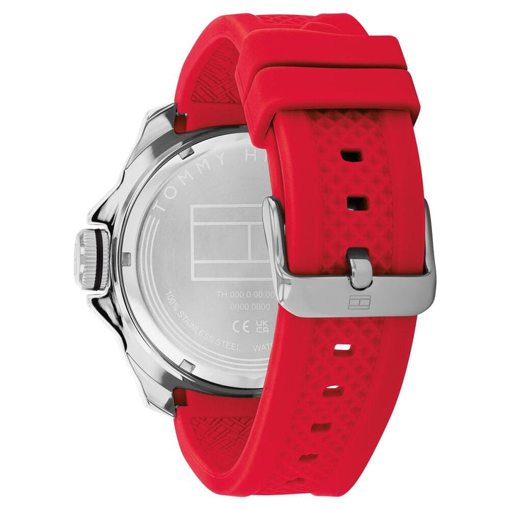 Tommy Hilfiger Quartz Analog with Date Grey Dial Red Silicone Strap Watch for Men-NTTH1792135